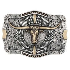 Montana Silversmiths Attitude Ropin' Ready Longhorn Western Belt Buckle picture