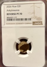2026 Niue $1 One Dollar Gold Coin Ankylosaurus NGC Reverse PF 70 picture