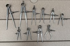 LOT OF 10 VTG STARRETT & LUFKIN INSIDE JOINT CALIPERS & DIVIDERS MACHINIST TOOLS picture