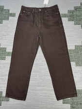 Zara Jeans Womens 14 Brown Denim High Rise Straight Leg New  picture