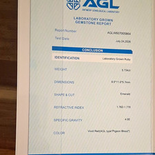 AGL Certified Lab-Created Ruby 5.734ct Vivid Red Emerald Cut 11x9x5.7mm picture