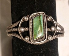 AMAZING Native Navajo Royston Green Turquoise Sterling Silver Bracelet Harvey Er picture