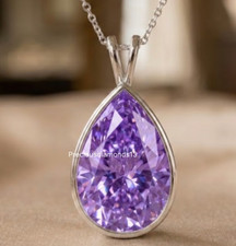 925 Silver, Purple Diamond Pendant, 10.50 Ct Certified Treated-Stunning Look picture