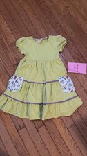 Matilda Jane Lime Green Tiered Dress Short Sleeve Girls Size 4 Euc picture