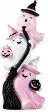 Gerrii Cute Ghosts Halloween Figurine Pink White Table Decor Resin picture