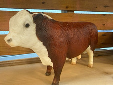 Brown & White Cow Figurine Plastic Farm Animal Collectible Decor Statue picture