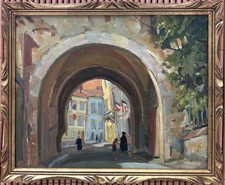 Impressionist French School 1900’ Original Antique Cityscape Oil Painting Framed picture