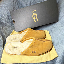UGG Scuff Men’s US 12 Suede Shearling Lined Mule Slippers Brown 1101111 picture