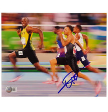 Usain Bolt Signed 100m Olympic Final Print Size 8″ x 10″ with Beckett COA picture