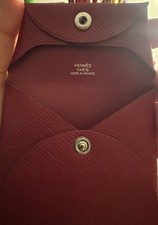 Hermès Bastia Coin Wallet Women’s Red Solid Snap Folding Coin Purse picture