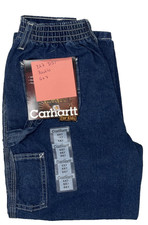 VTG Carhartt Denim Stonewash Elastic Waist Jeans Kids Sz 6X7 Assembled in Mexico picture
