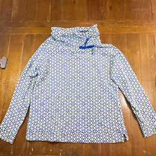 T by Talbots Blue White Green Geometric Cowl Neck Knit Stretch Top L picture