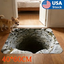 Non Slip Door Floor Mat Washable 3D Optical Illusion Endless Abyss picture