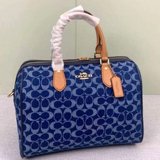 COACH Rowan Large Satchel Signature Denim Leather Crossbody Bag CY699 NEW NWT picture