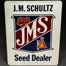 Vintage JMS Schultz Seed Feed Dealer Metal Sign Farm AG Advertising Dieterich IL picture