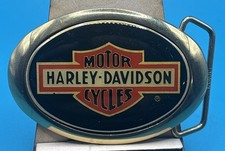 1983 Harley Davidson Belt Buckle Baron Solid Brass Bar & Shield Licensed NOS picture
