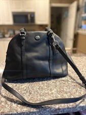 Coach Peyton Cora Saffiano Black Leather Domed Satchel Hand Bag F25671 picture