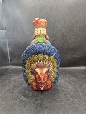 VTG MEXICAN AZTEC MAYAN FOLK ART FIGURAL BOTTLE w STOPPER WARRIOR MEDICINE MAN picture