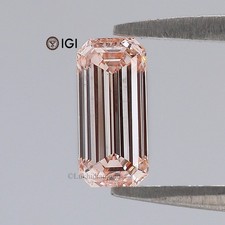 0.84 CT IGI Certified Emerald Cut Fancy Pink Color VS2 Clarity Lab Diamond picture