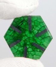 Certified 35.60 Ct Colombian Trapiche Green Emerald Hexagone Natural Gemstone picture