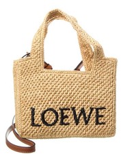 Loewe Font Mini Raffia Tote Women's Beige picture