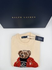 Polo Ralph Lauren Cream Puffer Polo Bear Wool Sweater Women’s Small picture