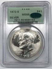 1972-S Silver Ike Eisenhower Dollar PCGS MS-66 CAC - Old Green Holder (OGH) picture