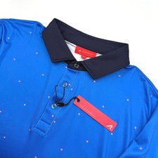 Redvanly Mens Ramey Polo Shirt Marine Blue Polka Dot Golf Top Large NEW picture