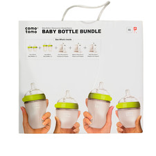 Comotomo Baby Bottle Bundle Green Silicone Bottles & Replacement Nipples, NEW picture