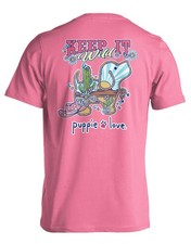 Puppie Love Keep It Wild  T-Shirt, Pink, Short Sleeve, Western Cowboy Pup picture