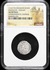 CRUSADERS Kingdom Of Jerusalem Amaury 1163-1174 AD Knights Templar Denier NGC AU picture