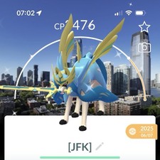 ✨Shiny, Lv50, 3-moves✨ Crownded Zacian with New Jersey🗺️ Location Background picture