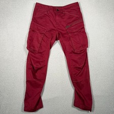 G Star Raw Rovic Zip 3D Straight Pants Mens 30x30 Red Moto Cargo Pockets Logo picture