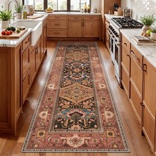SERISSA 2x6 Washable Runner Rug Non Slip,Boho Orange Red Hallway Runner Rug picture
