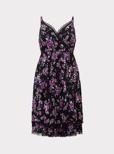 Torrid Midi Challis Surplice Purple Black Floral Skater Dress PLUS 00 picture