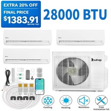 28000 BTU Tri 3 Zone Ductless Mini Split Heat Pump Air Conditioner 9K+9K+18K BTU picture