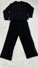 UNIQLO x Needles Fleece Cardigan & Wide Pants Set Black Stripe Butterfly Men's L picture