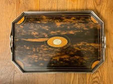Antique Victorian Coromandel Silver Plated Gallery Mounts Tea Tray 1884-1891 picture