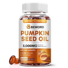 Pumpkin Seed Oil & Saw Palmetto Softgels 3000mg - 600 Count | Hair & Prostate Su picture