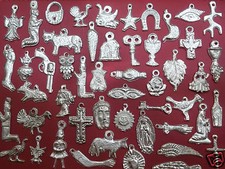 25 Milagro Miracle Charms Mexican Folk Art SILVER Assorted  Exvoto Ex Voto picture