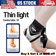2 Pcs Adjustable Ankle Brace Compression Sleeve Support Fasciitis Pain Relief US picture