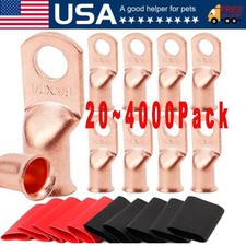 4000pcs 1/0 AWG Gauge Copper Lugs w/ BLACK & RED Heat Shrink Ring Terminals Lot picture