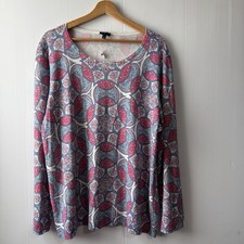 Talbots Plus 2X Women’s Mandala Print Knit Top Long Sleeve Cotton Blend picture