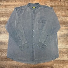 Cabelas Mens XL Tall Band Collar Denim Shirt Faded Blue Cotton Grandad Collar picture