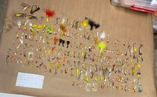 Vintage Fly-Fishing Flies Lures Lot of 212 Feathers Wood Poppers Deer Hand Tied picture