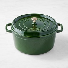 Staub Enameled Cast Iron Round Dutch Oven, 7-Qt, Basil with Brass Knob picture