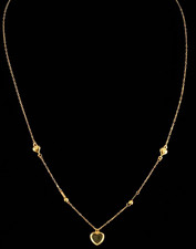 10k real Gold Italy 🇮🇹 Dainty Station Necklace with Heart Charms for women picture