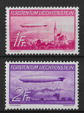 Liechtenstein 1936 Airs Zeppelins SG151-152 Mint Cat£124 picture