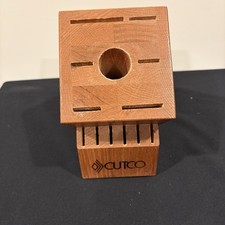 Cutco 13 Slot Solid Oak Knife Block 12 Knives 1 Sharpener Hole USA picture