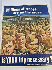 Original VTG WW2 Is Your Trip Necessary Poster propaganda Rare picture